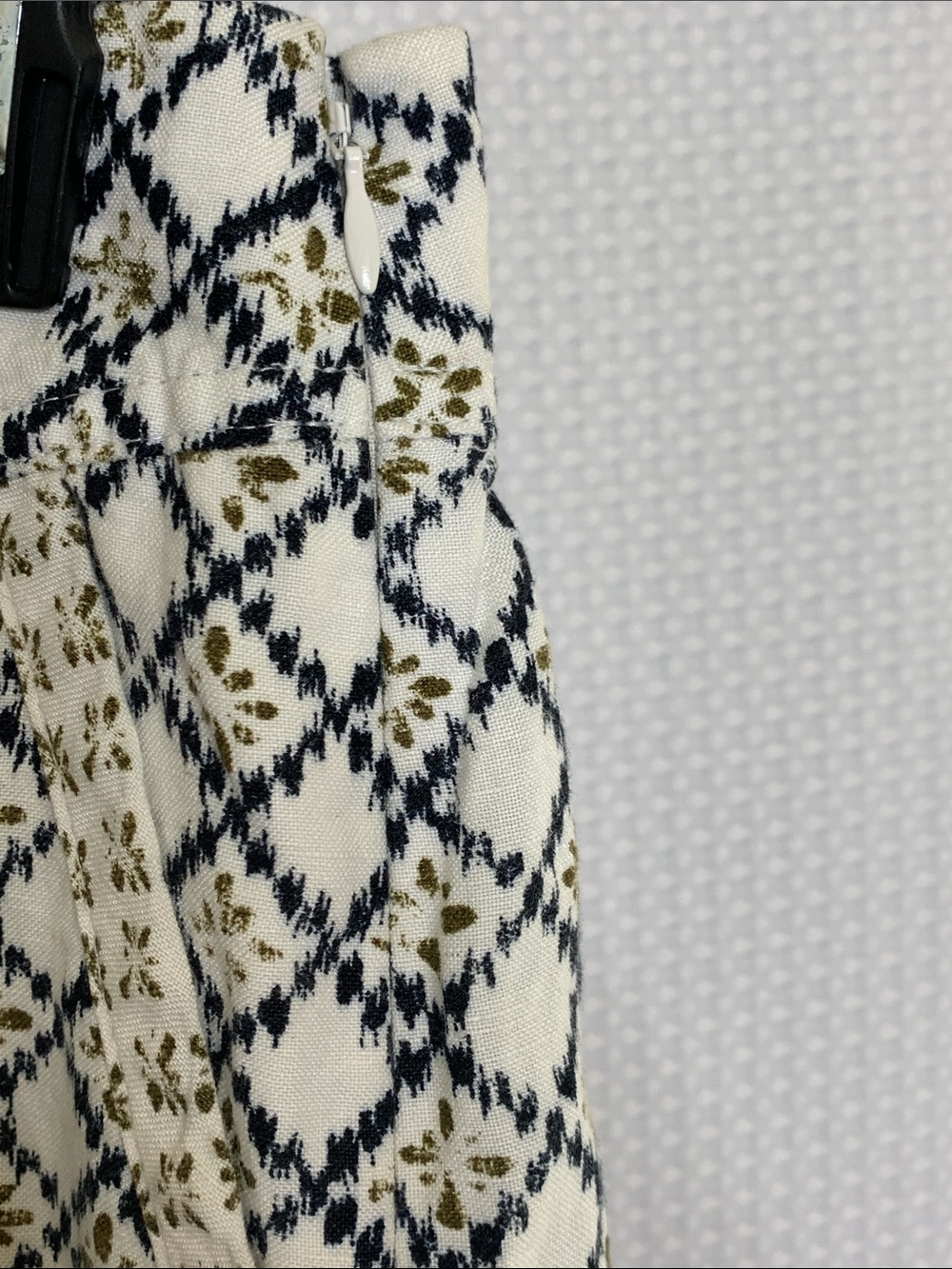 NWT linen blend Cottagecore Diamond-Print Mini Skirt in Navy and Cream size 8 - Picture 8 of 12